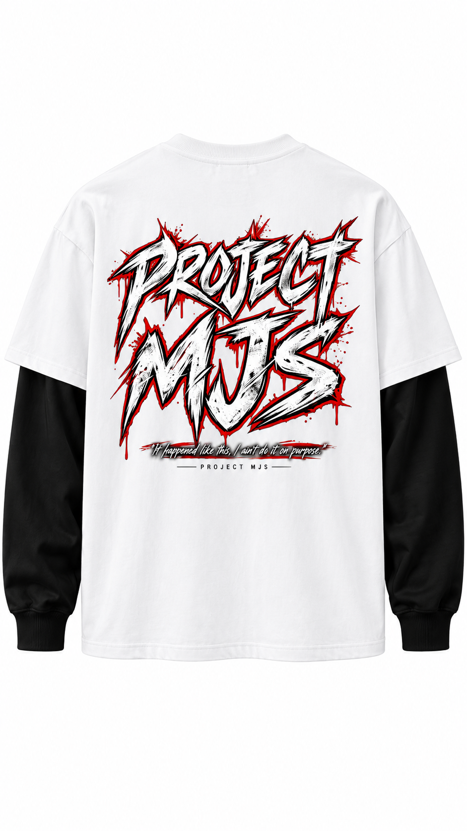 Project MJS Origin Layered Tee, Chalk and Onyx, full back hero