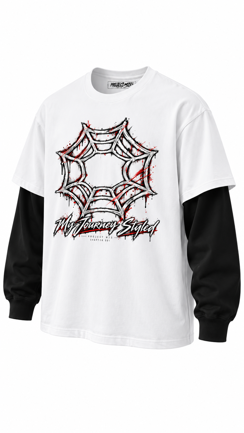 Project MJS Origin Layered Tee in Chalk and Onyx, front three-quarter view