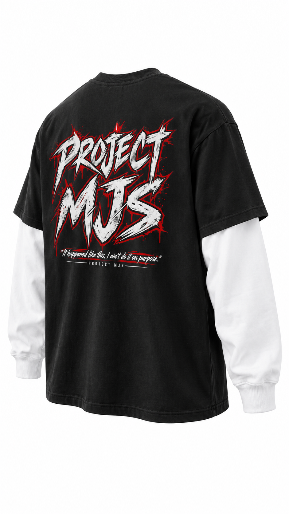 Project MJS Origin Layered Tee in Onyx and Chalk, back three-quarter view