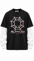 Project MJS Origin Layered Tee, Onyx and Chalk, full front hero