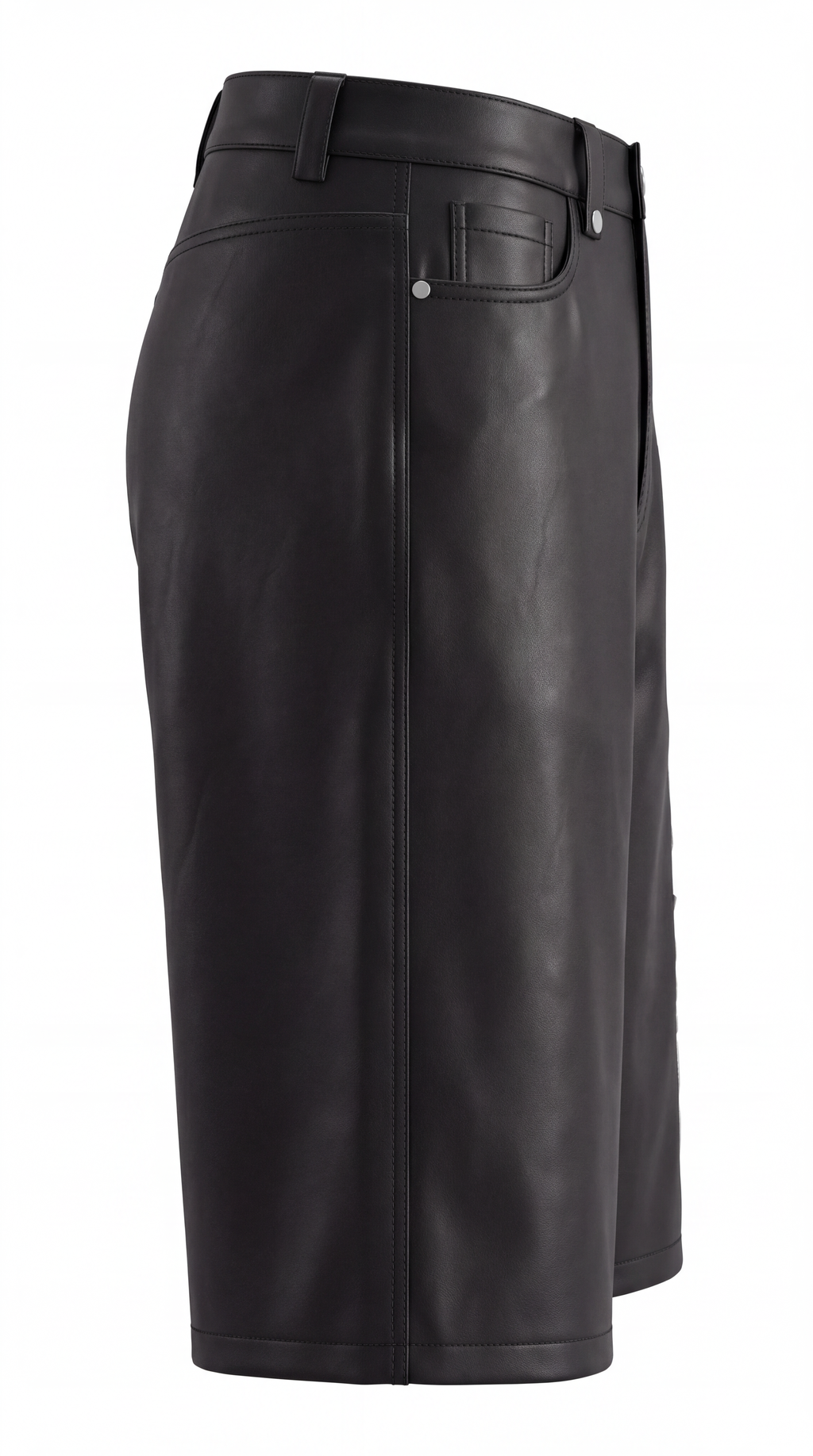 Project MJS Embroidered Logo Shorts - Black true side construction view on pure white