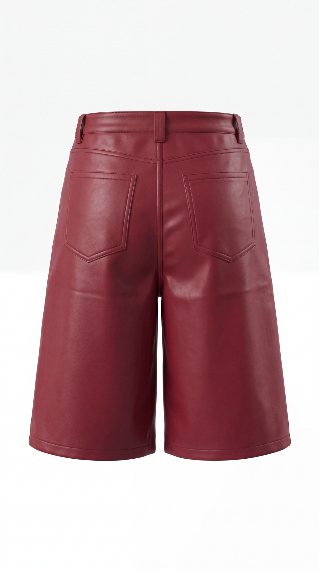 Project MJS Embroidered Logo Shorts - Oxblood full back view on pure white