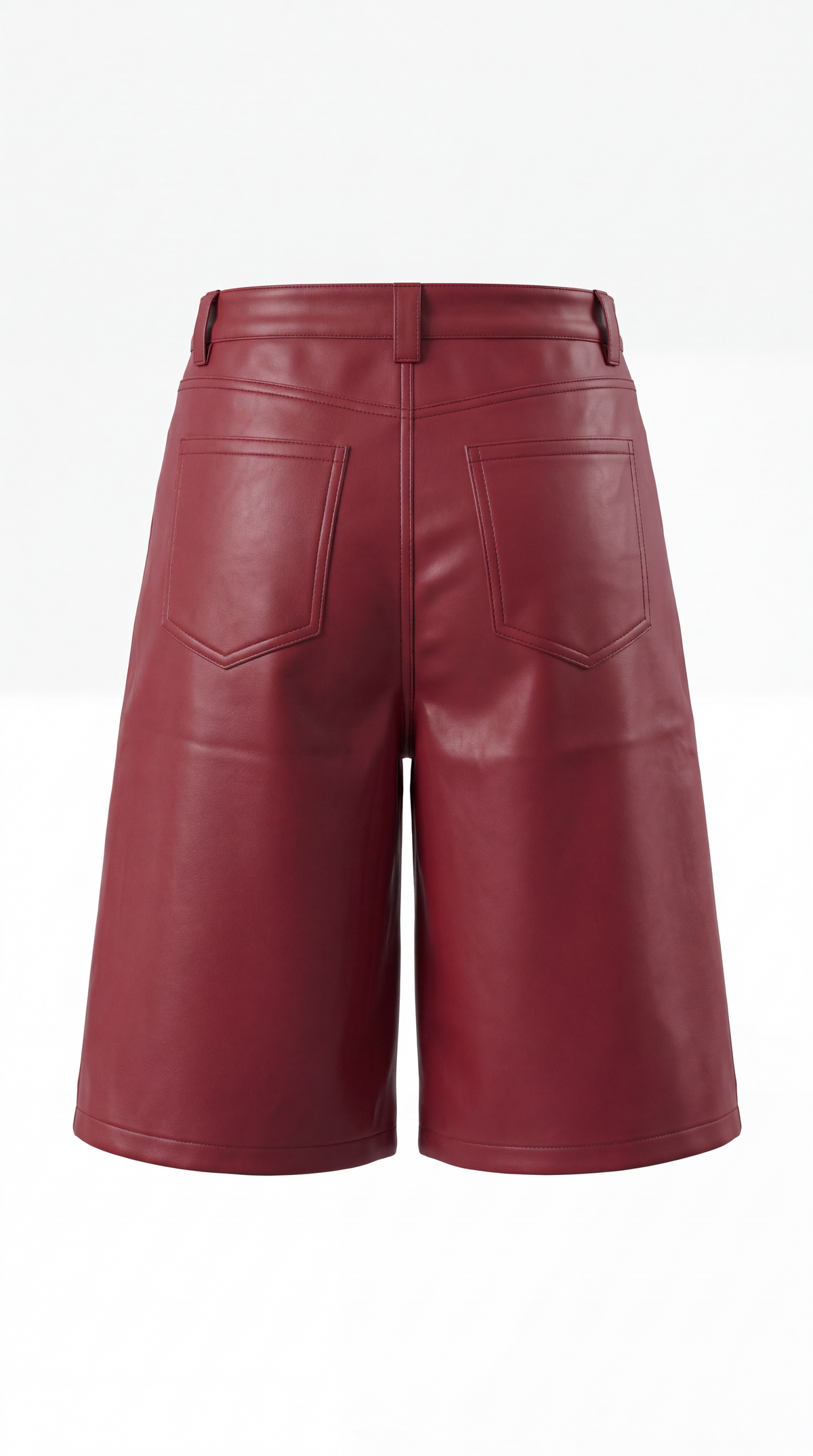 Project MJS Embroidered Logo Shorts - Oxblood full back view on pure white