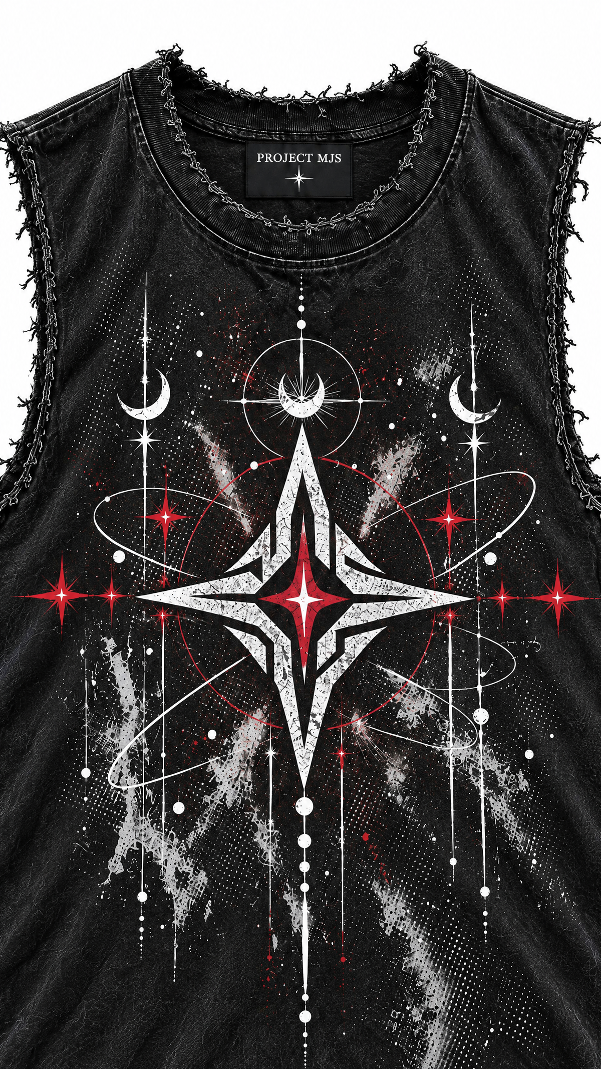 Project MJS Graphic Tank celestial artwork and raw construction detail