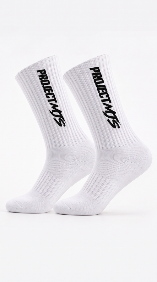 Project MJS Vertical Logo Crew Socks - pair front hero