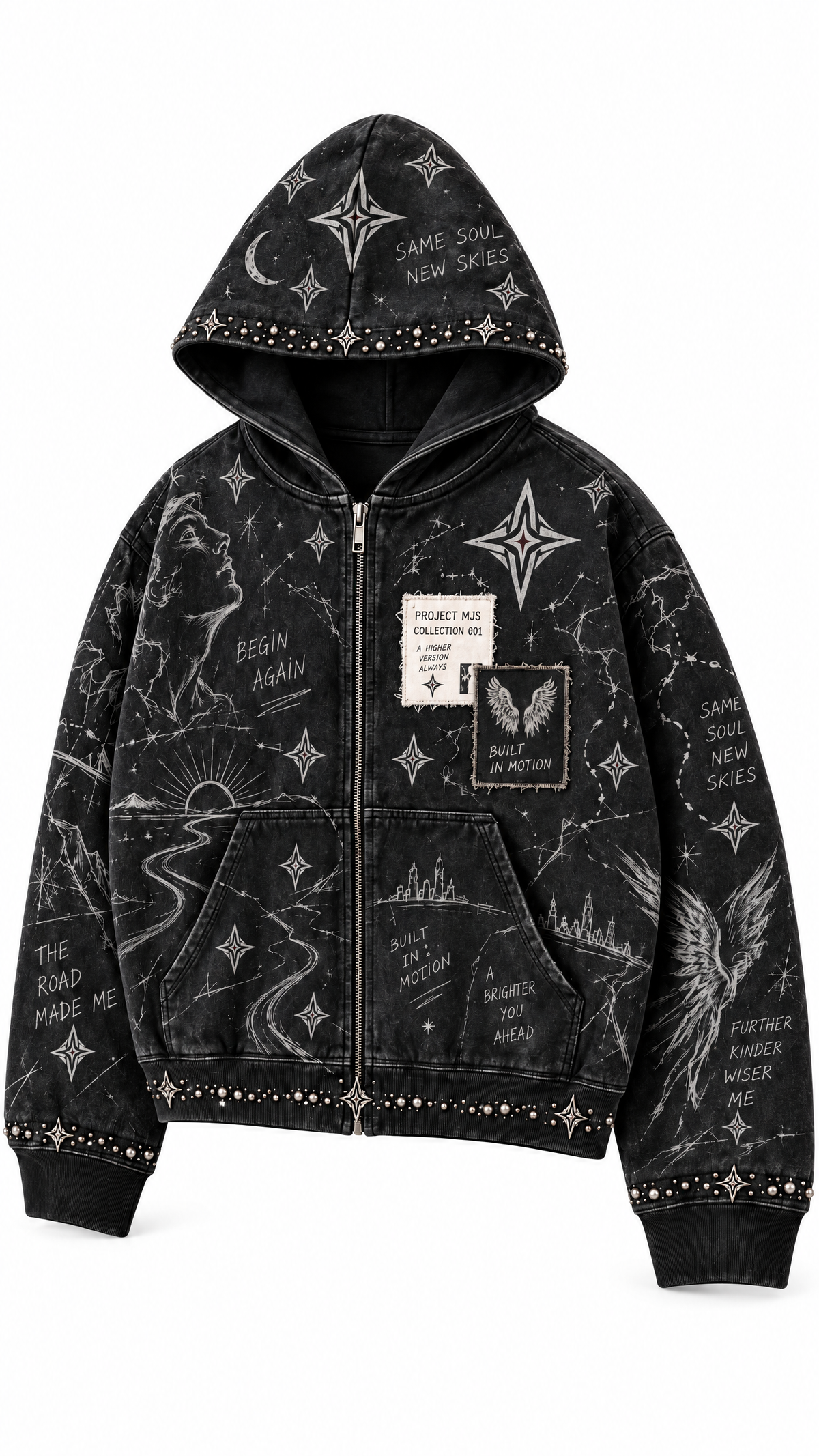 Project MJS Rhinestone Hoodie three-quarter view