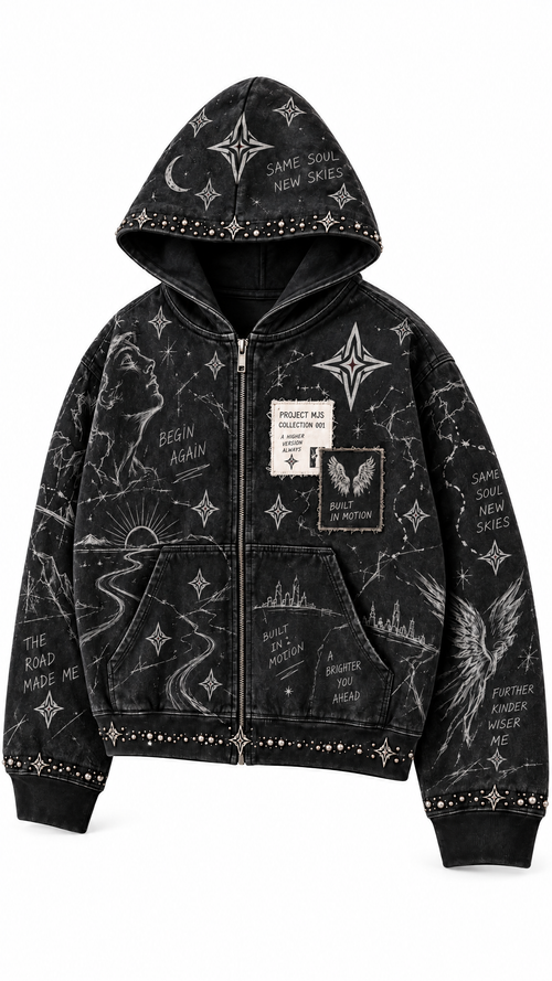 Project MJS Rhinestone Hoodie three-quarter view